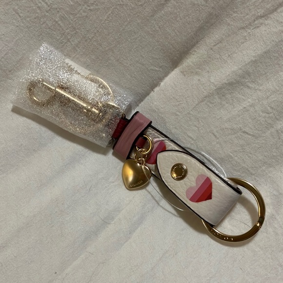 Coach Accessories Coach Trigger Snap Keychain With Stripe Heart